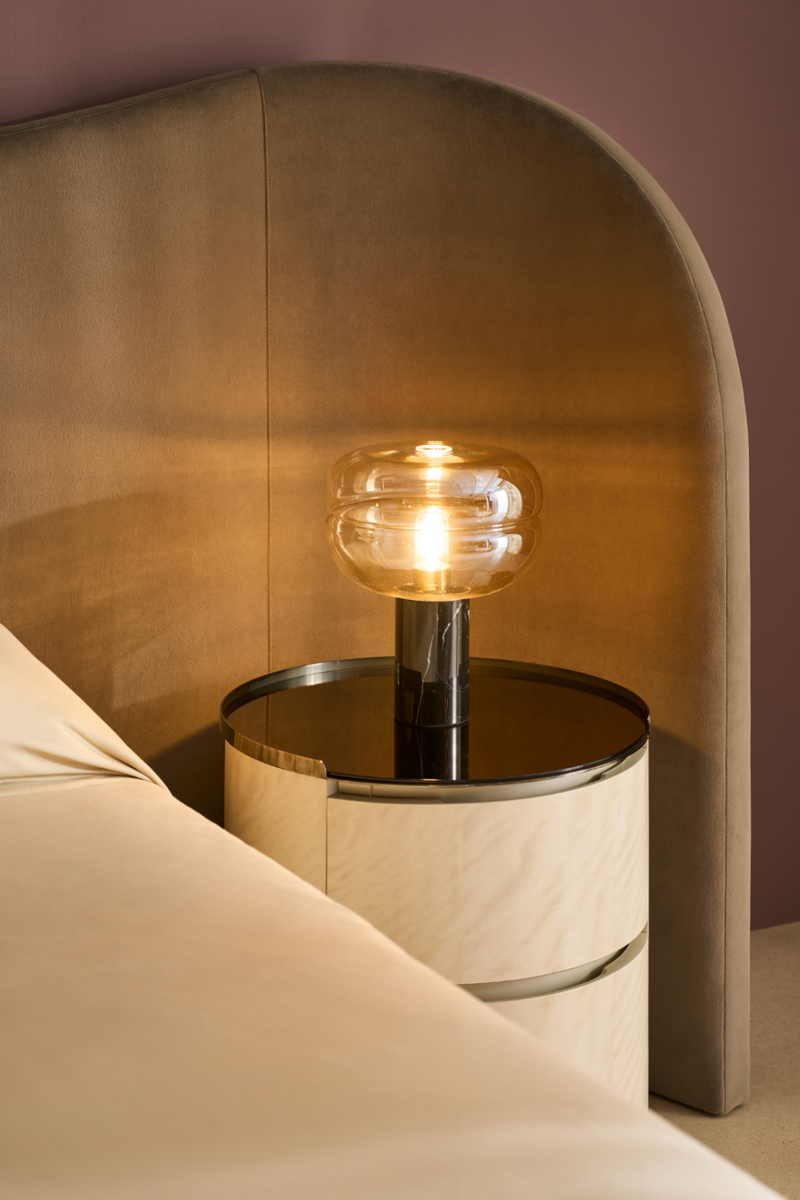 Table de nuit ronde à 2 tiroirs | Caracole Muse | OROA.fr