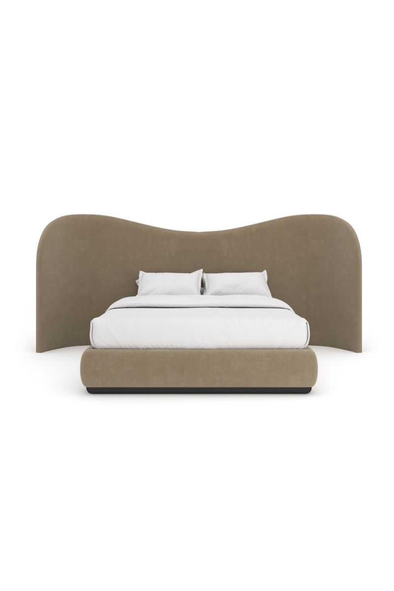 Lit en Velours Taupe | Caracole Clio | Meubleluxe.fr