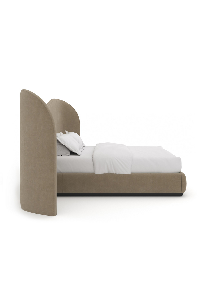 Lit en Velours Taupe | Caracole Clio | Meubleluxe.fr
