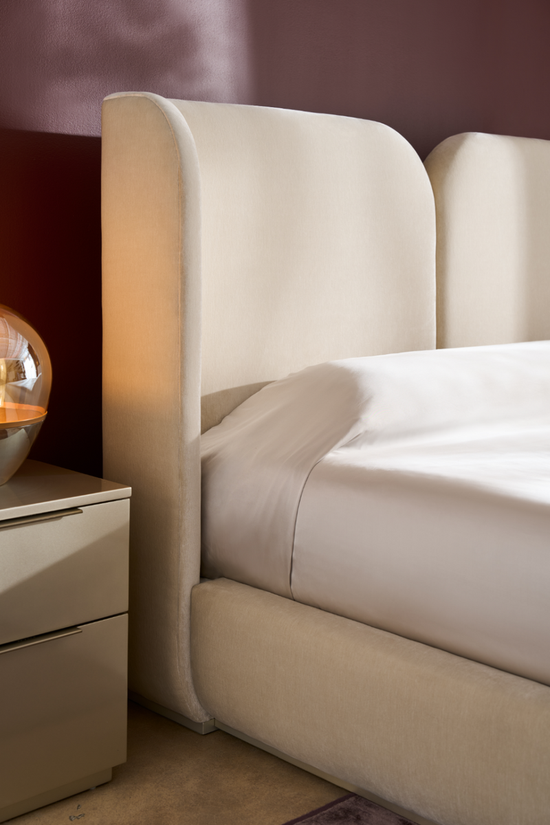Lit en Velours Ivoire | Caracole Oblique | OROA.fr