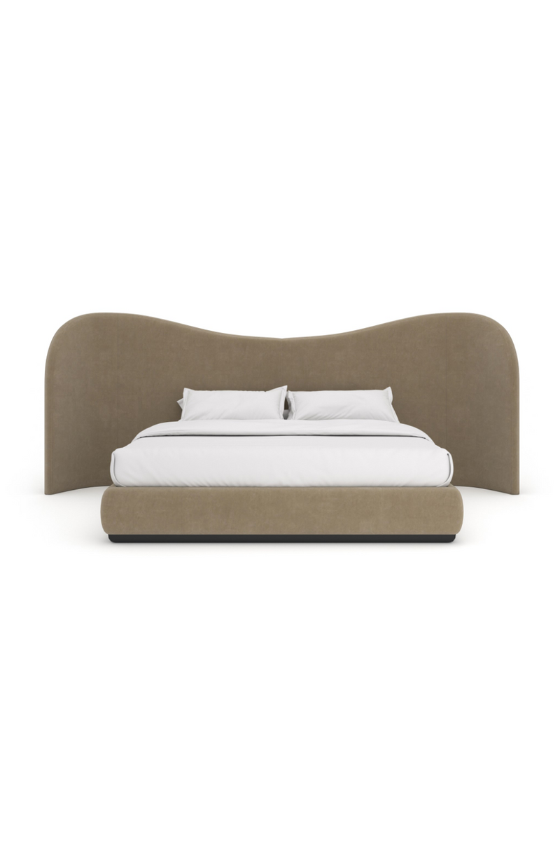 Lit en Velours Taupe | Caracole Clio | Meubleluxe.fr