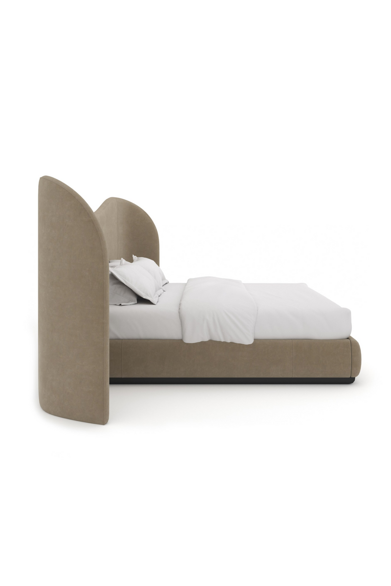Lit en Velours Taupe | Caracole Clio | Meubleluxe.fr