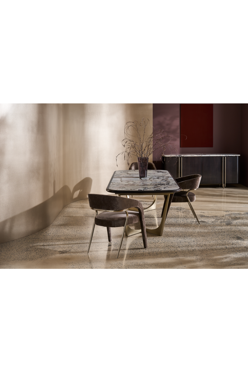 Chaise de salle à manger en velours à dossier ajouré | Caracole Gazelle | OROA.fr