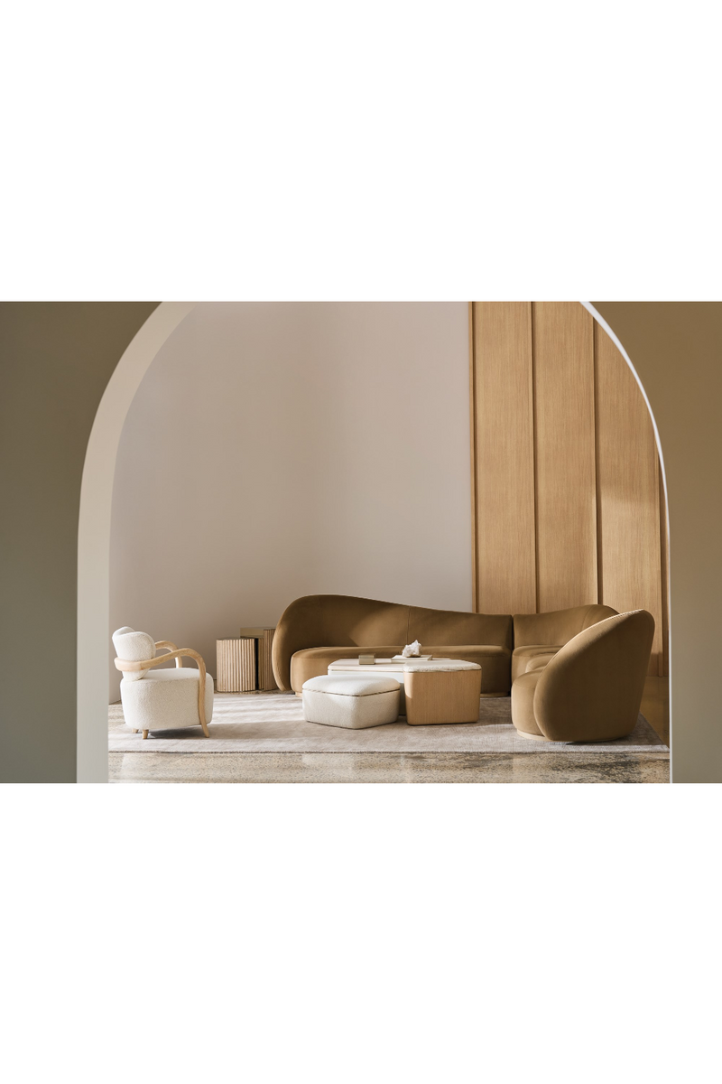 Table basse en bouclé ivoire | Caracole Serir | Meubleluxe.fr