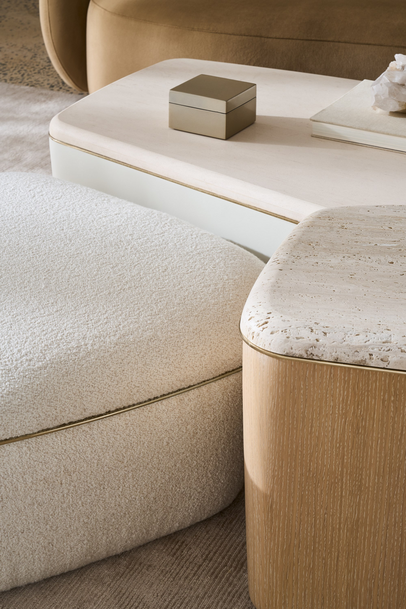 Table basse en bouclé ivoire | Caracole Serir | Meubleluxe.fr