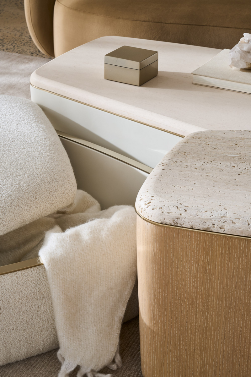 Table basse en bouclé ivoire | Caracole Serir | Meubleluxe.fr