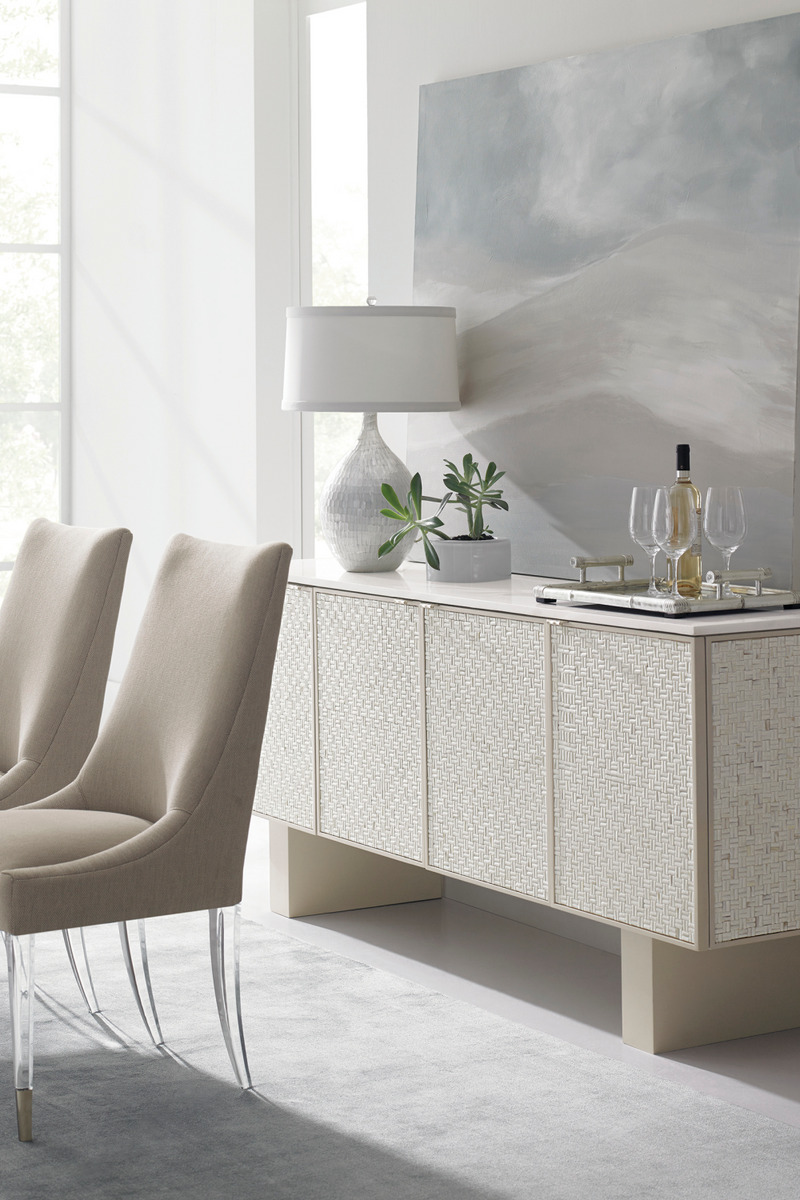 Chaise de salle à manger en lin taupe | Caracole I'm Floating! | Meubleluxe.fr