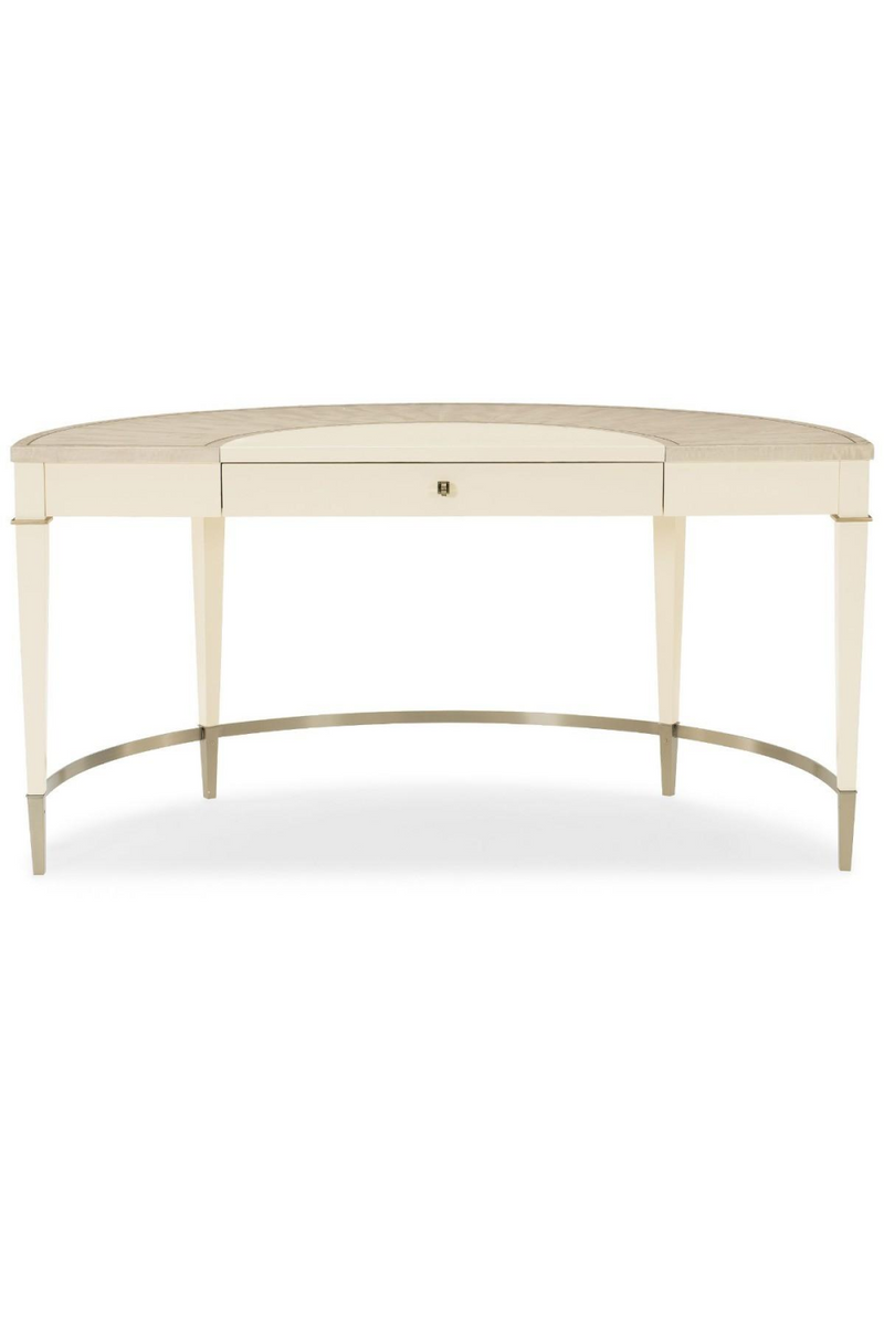 Bureau demi-circulaire en bois taupe | Caracole Half | Meubleluxe.fr