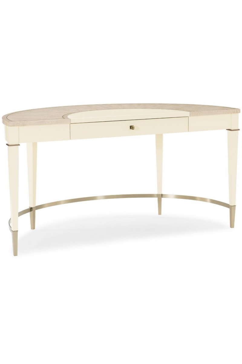 Bureau demi-circulaire en bois taupe | Caracole Half | Meubleluxe.fr