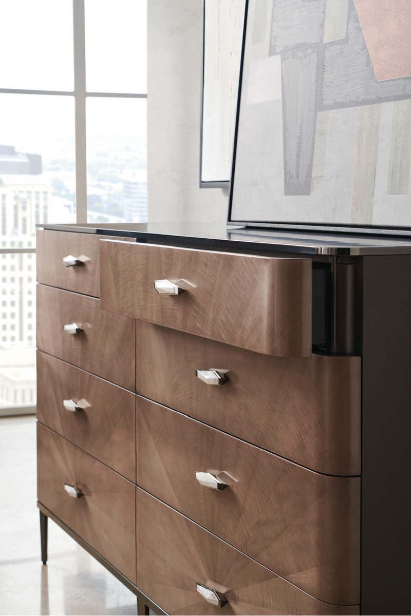 Commode en bois d'érable et bronze | Caracole Prism | Meubleluxe.fr