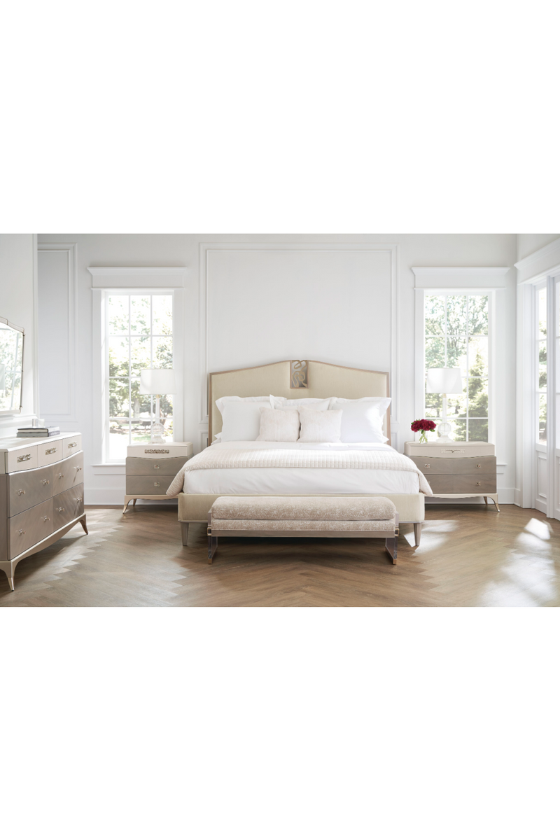 Table de chevet en bois et galuchat crème | Caracole Acapella S | Meubleluxe.fr