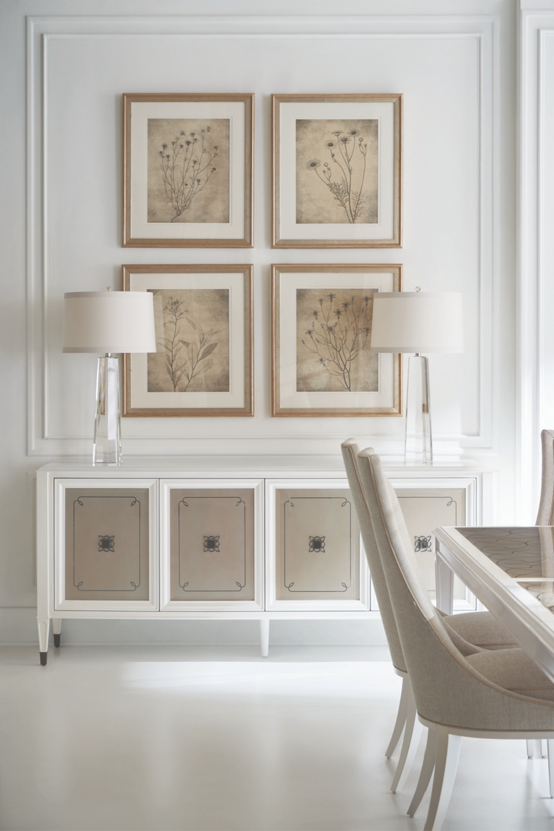 Buffet en bois crème et marbre blanc | Caracole Serve You | Meubleluxe.fr