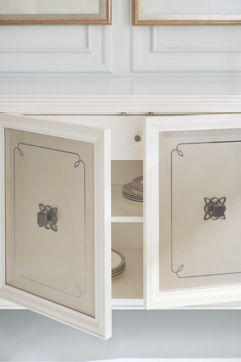 Buffet en bois crème et marbre blanc | Caracole Serve You | Meubleluxe.fr