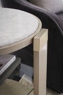Table d'appoint en bois et marbre blanc | Caracole Oculus | Meubleluxe.fr
