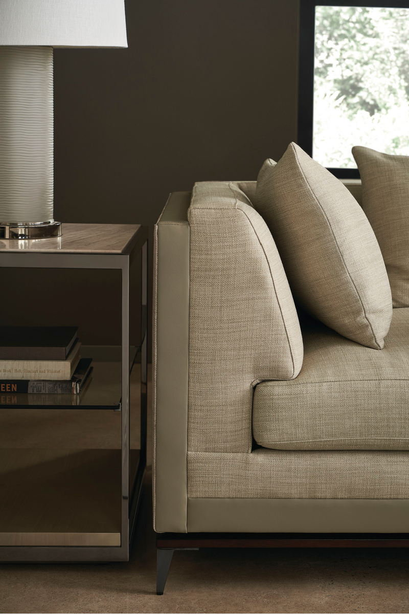 Table d'appoint en travertin et bronze | Caracole Quadrant | Meubleluxe.fr
