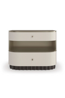 Table de chevet en cannelure crème et doré | Caracole Deep | Meubleluxe.fr