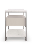 Table de chevet en marbre blanc et acier brossé | Caracole Marbleous | Meubleluxe.fr