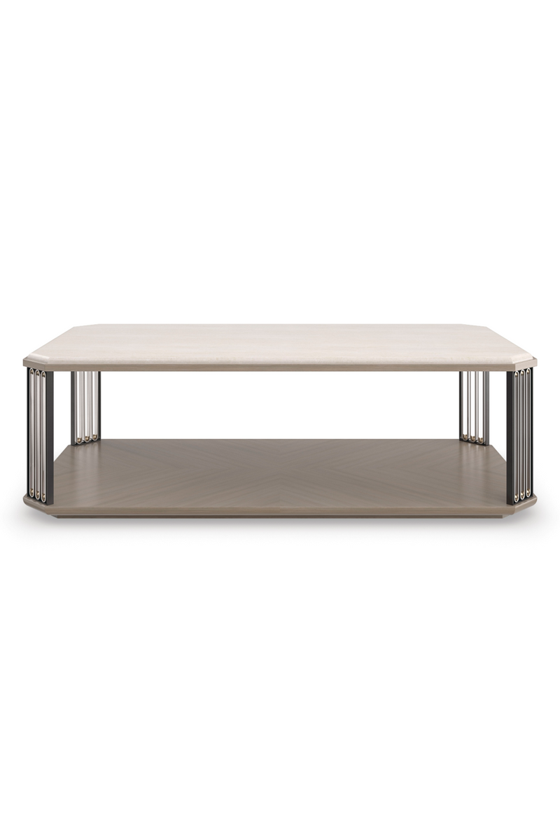 Table Basse en Travertin Crème | Caracole Alloy | OROA.fr