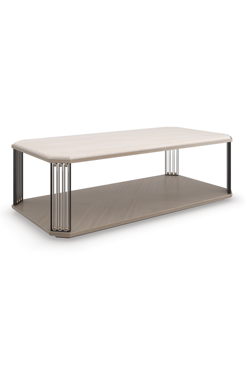 Table Basse en Travertin Crème | Caracole Alloy | OROA.fr