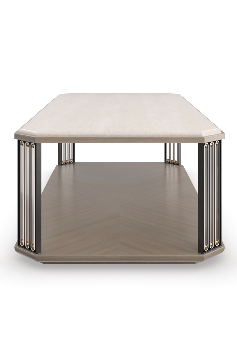 Table Basse en Travertin Crème | Caracole Alloy | OROA.fr
