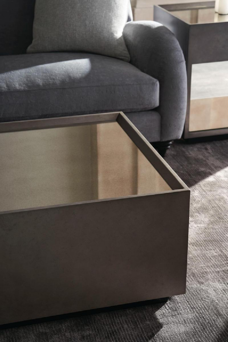 Table basse rectangulaire en verre et bois moka | Caracole Dark Matter | Meubleluxe.fr