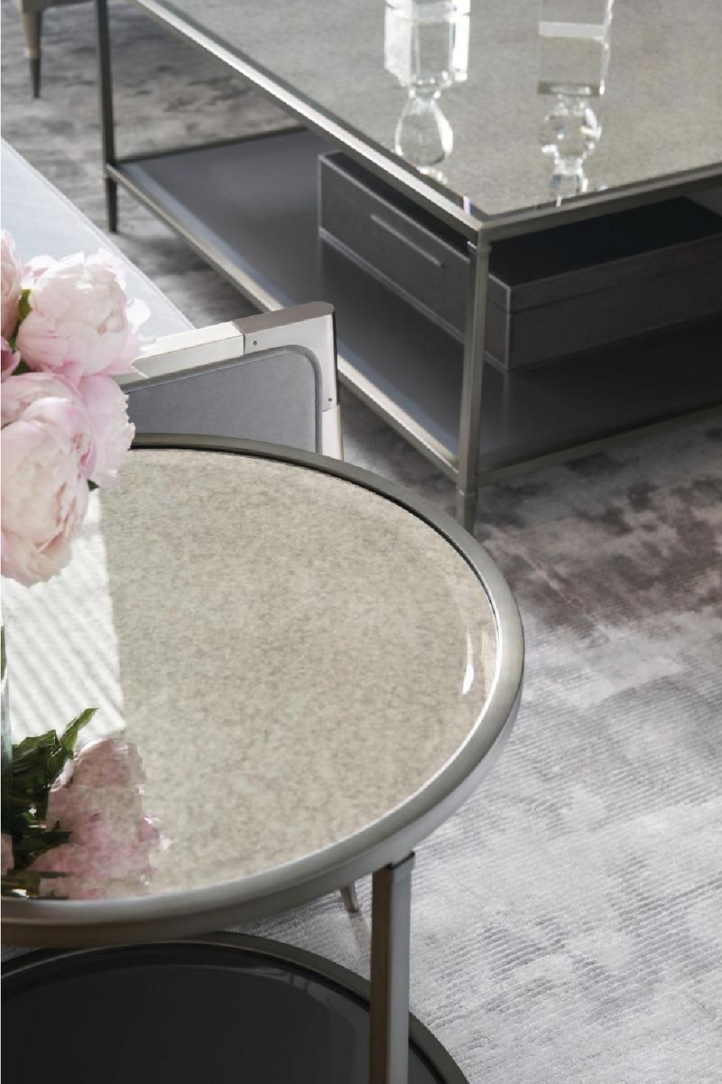 Table basse carrée en verre et métal | Caracole Smoulder | Meubleluxe.fr