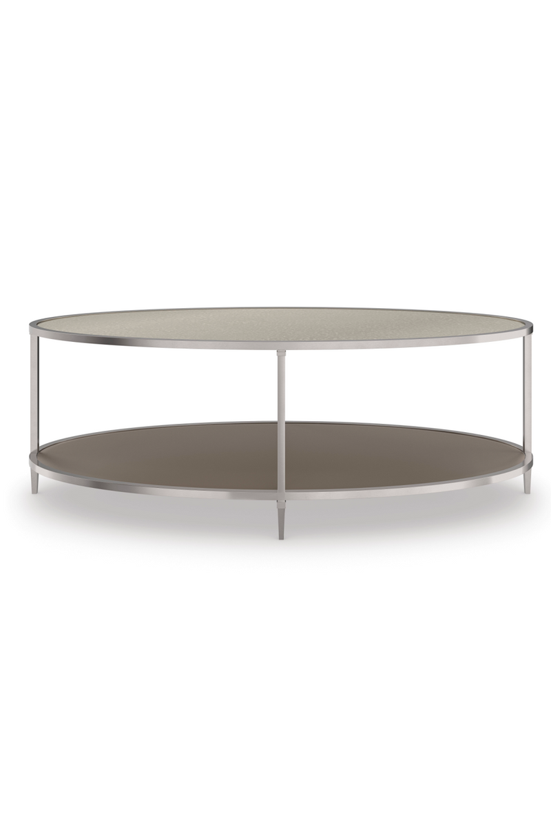 Table basse ovale en verre et métal | Caracole Shimmer | Meubleluxe.fr