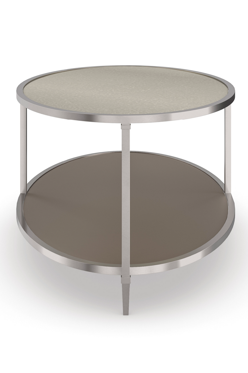 Table basse ovale en verre et métal | Caracole Shimmer | Meubleluxe.fr