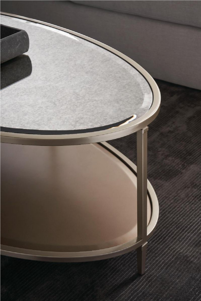 Table basse ovale en verre et métal | Caracole Shimmer | Meubleluxe.fr