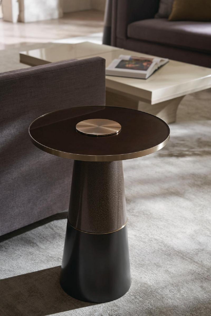 Table d'appoint conique en verre et en bois | Caracole Aperture | Meubleluxe.fr