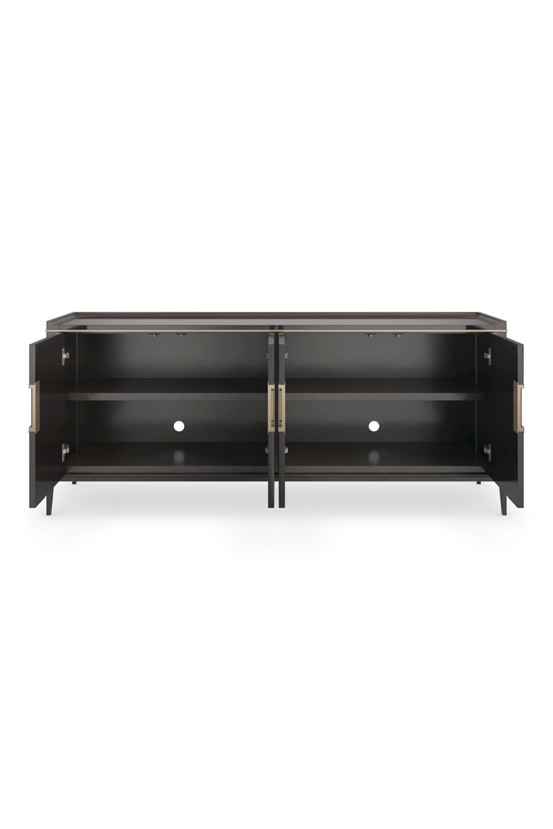 Buffet en bois, laiton et pierre noire | Caracole Super Nova | Meubleluxe.fr