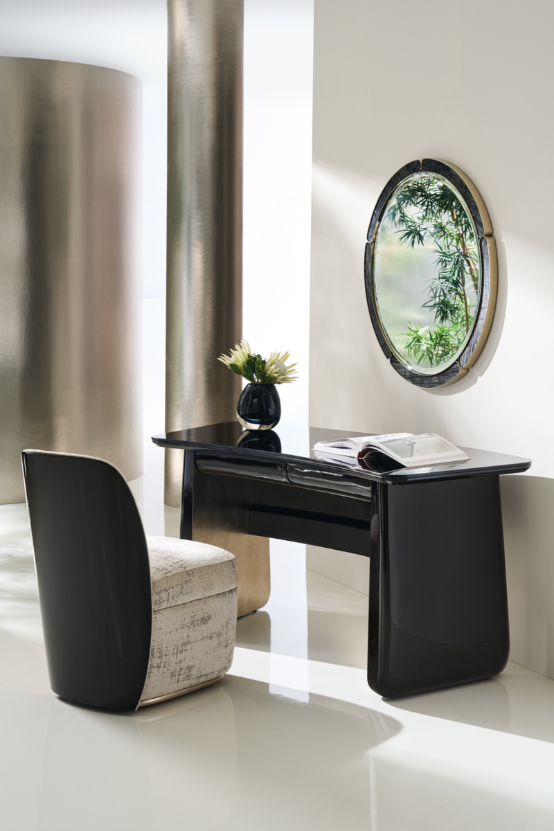 Miroir Rond en Pierre Noire | Caracole Cabochon | OROA.fr