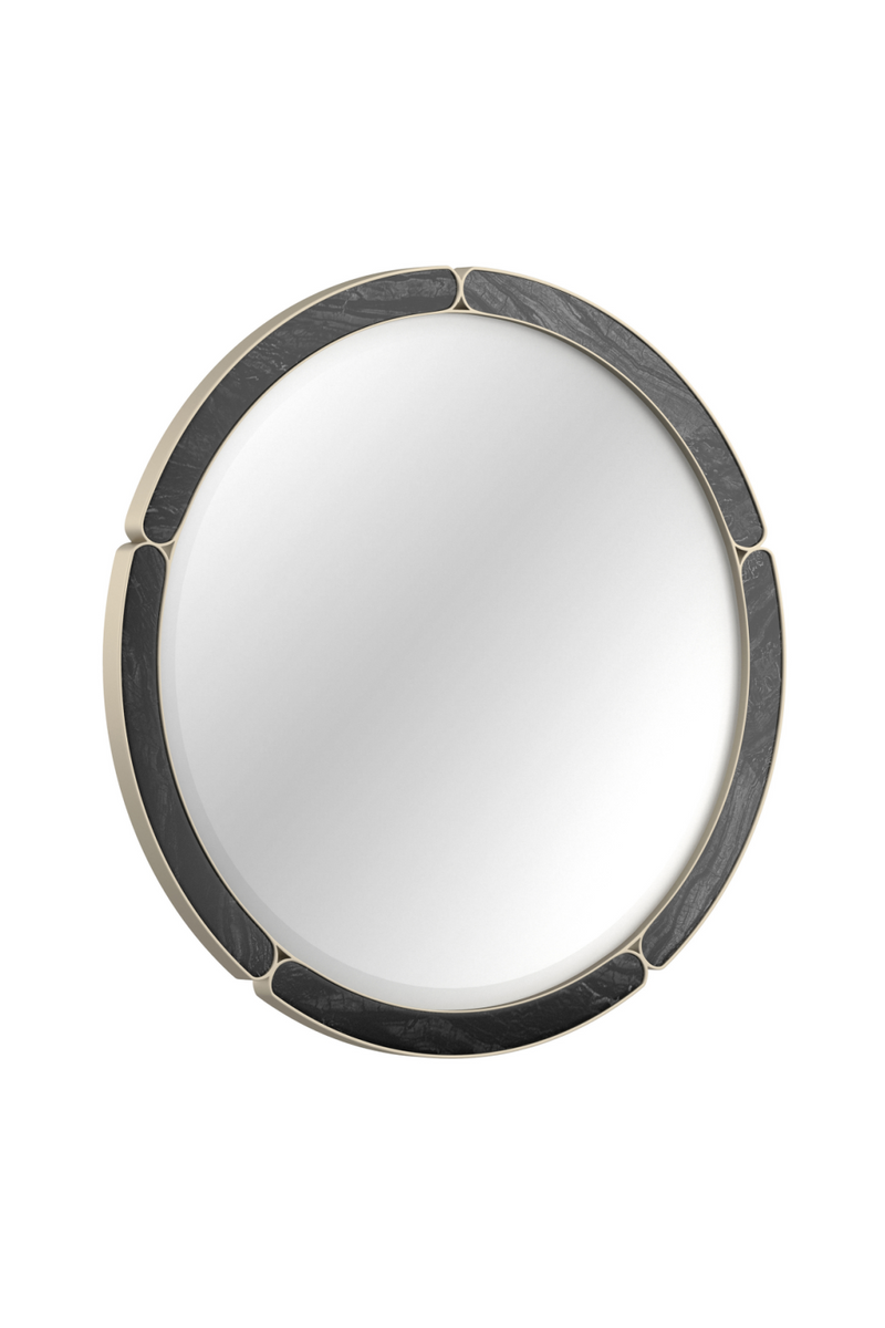Miroir Rond en Pierre Noire | Caracole Cabochon | OROA.fr