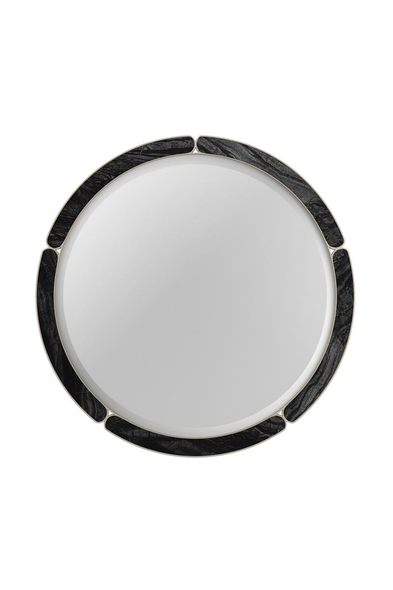 Miroir Rond en Pierre Noire | Caracole Cabochon | OROA.fr