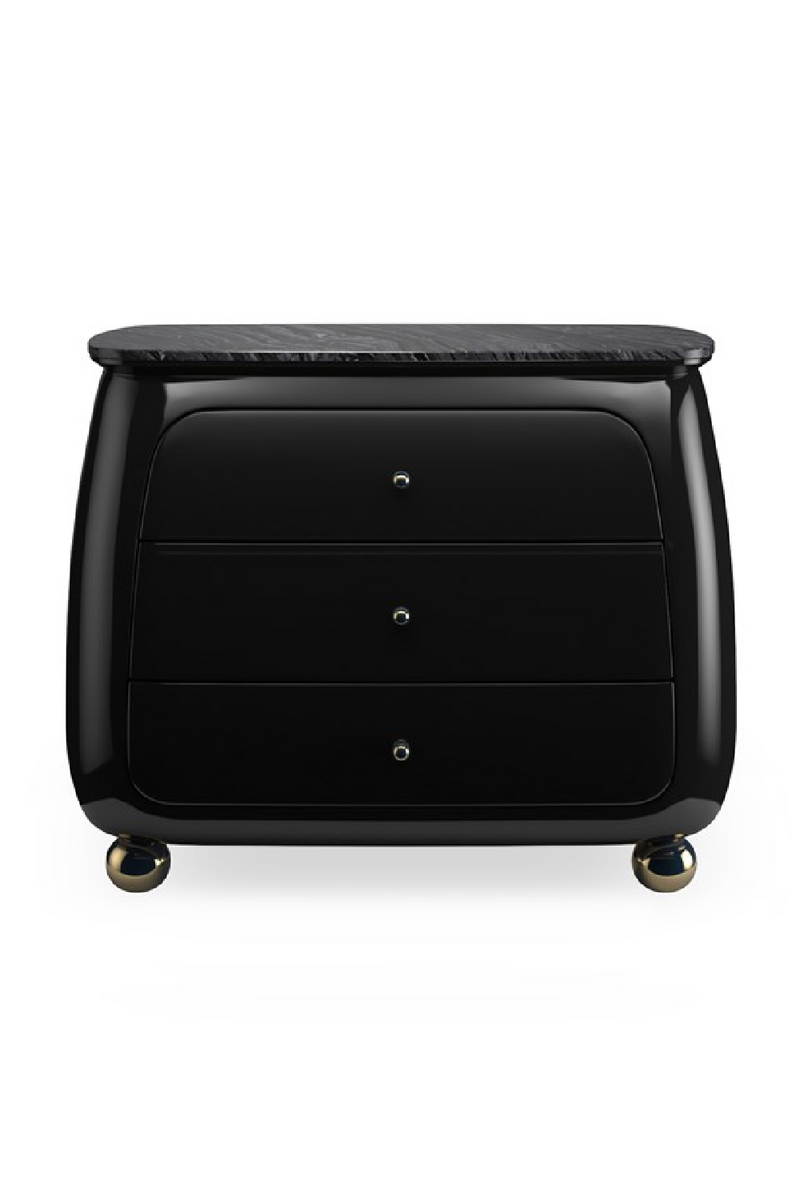 Table de nuit noire à 3 tiroirs incurvés | Caracole Cabochon | OROA.fr