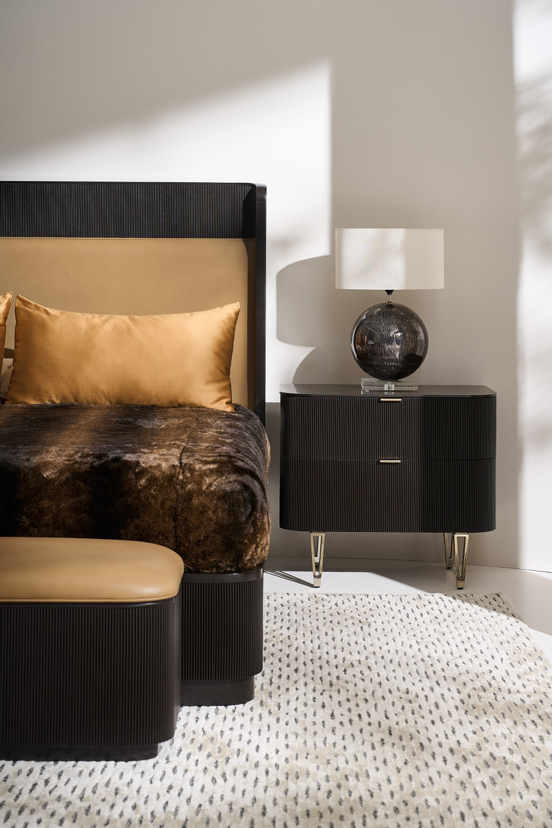 Lit Queen à Cannelures et Bordure Dorée | Caracole Fall In Love | Oroa.fr
