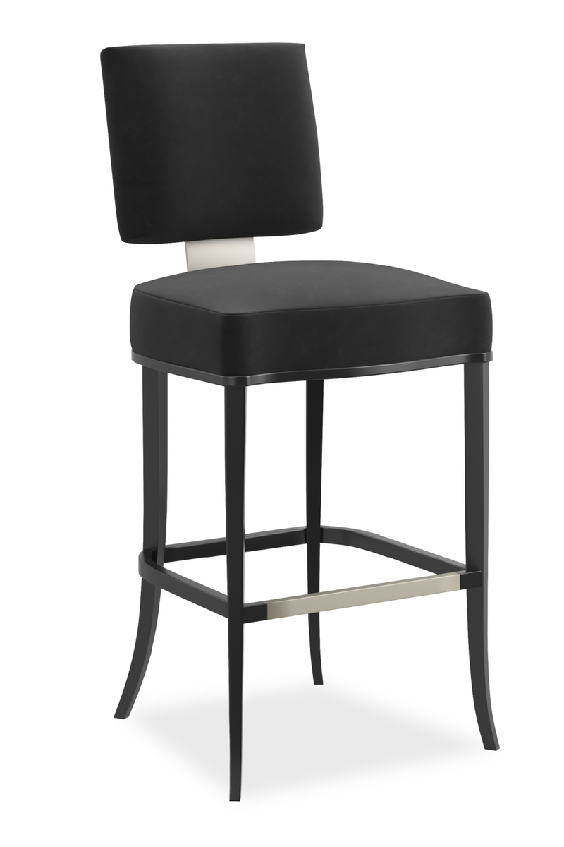 Tabouret de bar noir à dossier carré | Caracole Reserved Seating | OROA.fr
