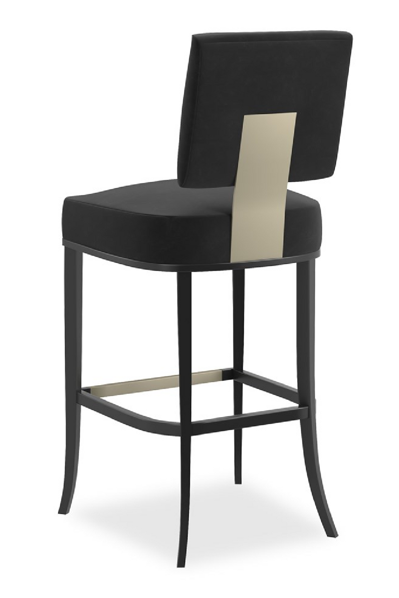Tabouret de bar noir à dossier carré | Caracole Reserved Seating | OROA.fr