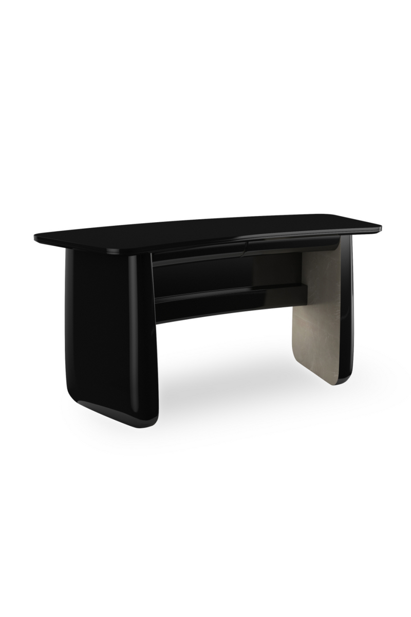 Bureau en verre noir à 2 tiroirs | Caracole Cabochon | OROA.fr