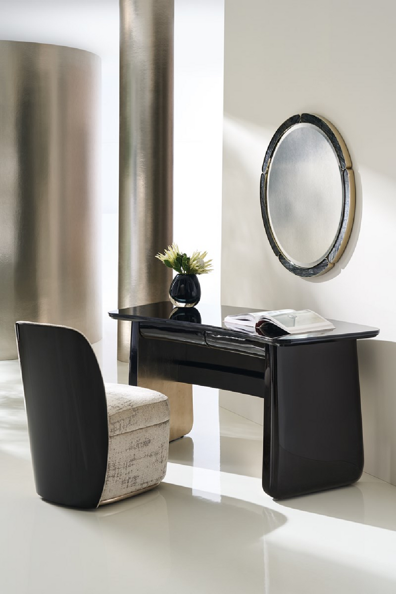 Bureau en verre noir à 2 tiroirs | Caracole Cabochon | OROA.fr