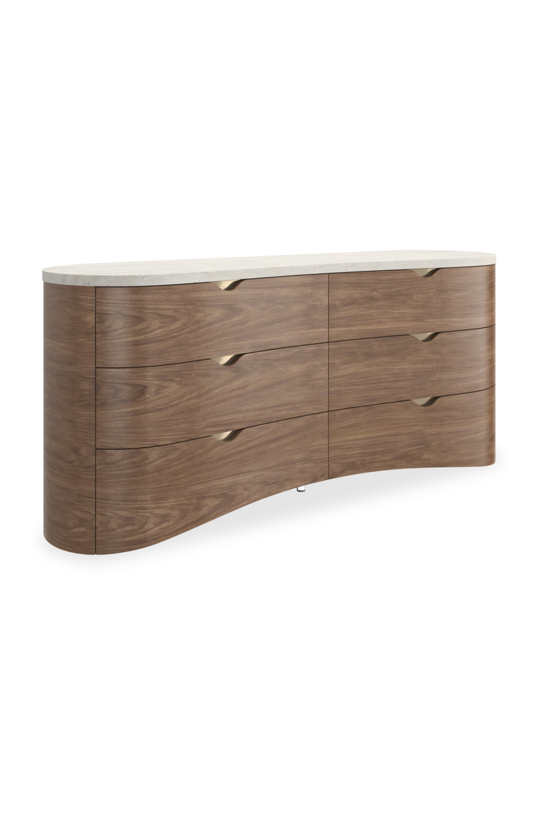 Commode à 6 tiroirs avec plateau en travertin | Caracole Fleur | OROA.fr