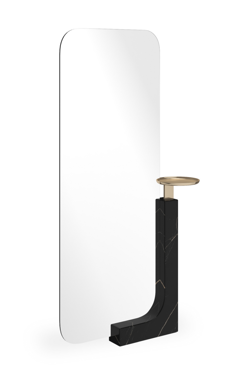 Miroir sur pied en marbre noir | Caracole Overlap | OROA.fr