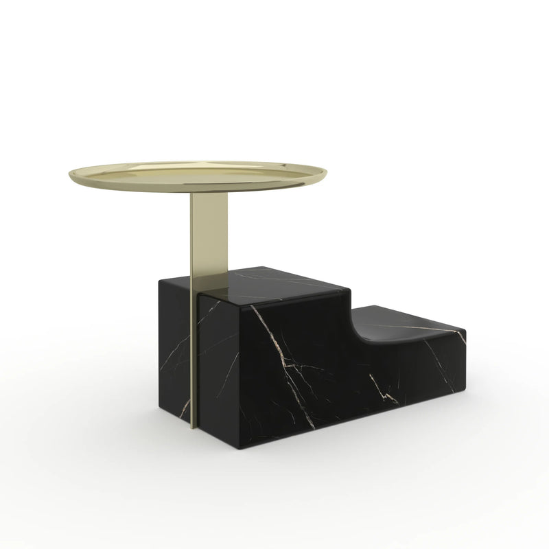 Table de chevet à base en marbre noir | Caracole Overlap | OROA.fr