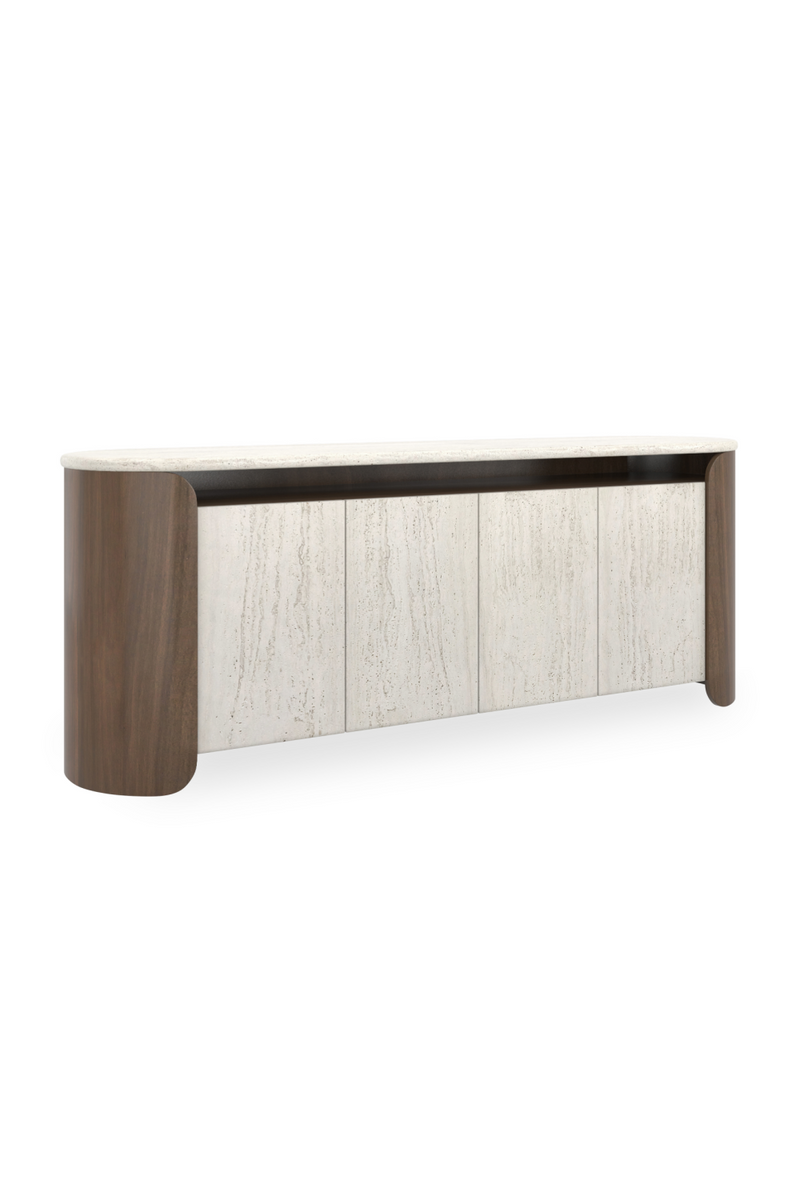 Buffet ouvert à 4 portes en travertin | Caracole Fleur | OROA.fr
