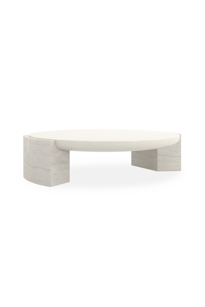 Table basse en panneaux de travertin | Caracole Overlap | OROA.fr