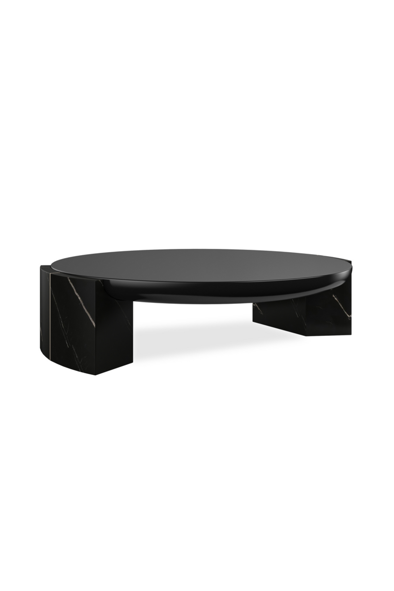 Table d’appoint en marbre noir | Caracole Overlap | OROA.fr