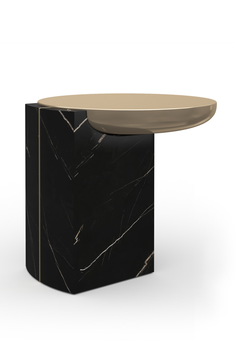 Table d’appoint à base en marbre noir | Caracole Overlap | OROA.fr