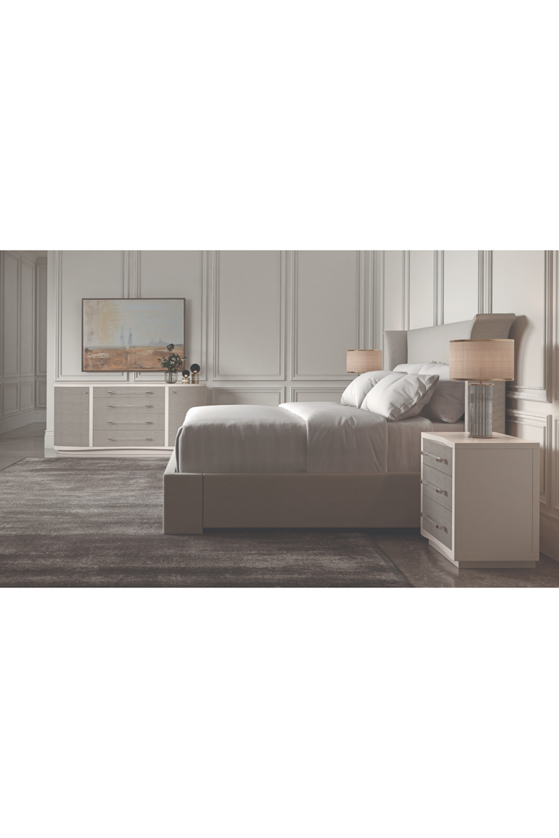 Lit avec Tête de Lit Évasée Blanche | Caracole Beauty Sleep | OROA.fr