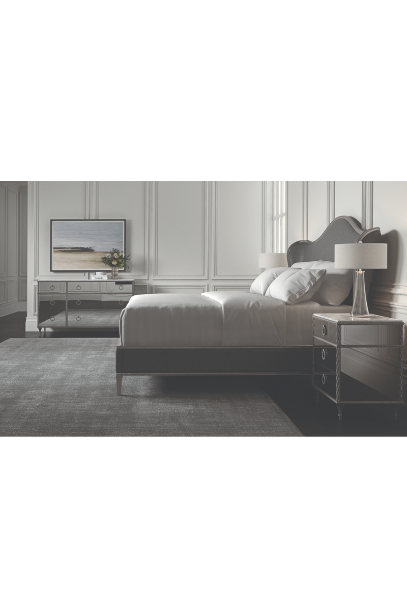 Lit rembourré gris à dossier chameau | Caracole Bedtime Beauty | OROA.fr
