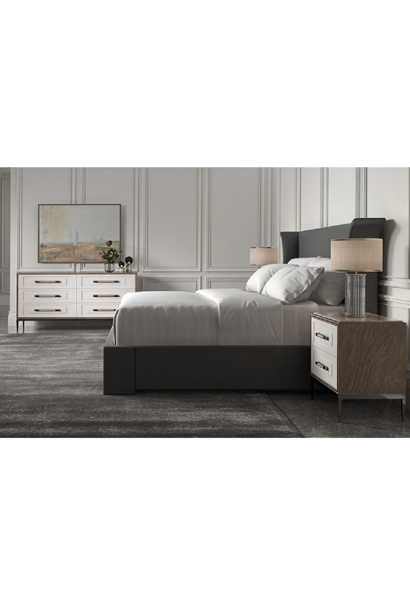 Lit gris avec tête de lit évasée | Caracole Beauty Sleep | OROA.fr